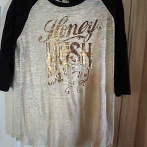Honey Hush Women's Long Sleeve Tee - Black and Cream